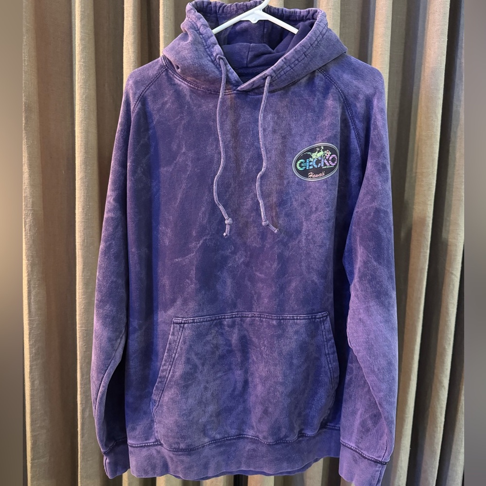 GECKO HAWAII // Gecko Vinyl Purple Acid Wash Hoodie - Large 💜